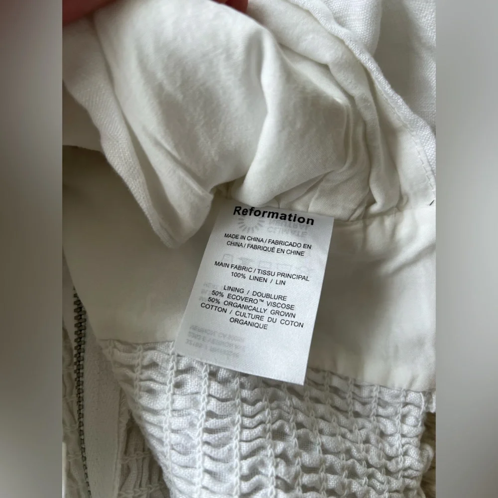 Reformation Karina White Linen Top sz 0